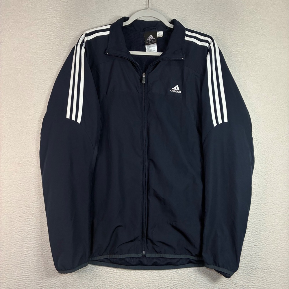 Y2K Adidas Track Jacket Men M Blue Windbreaker Full Zip Vintage